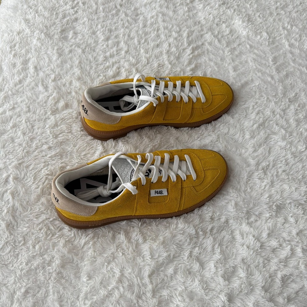 P448 John Canary Yellow Suede Sneakers with Gum Soles